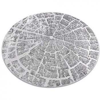 Alfombra moderna MEFE círculo 6185 árbol madera - estructura dos niveles de vellón gris 200 cm