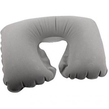 TOOGOO(R) En forma de U Viajes Inflable Franela Superficie Alivio del Dolor de Cuello Almohada Gris