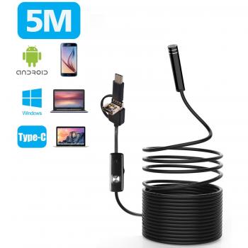 vacnite 3 en 1 endoscopio, tipo C & Micro USB & PC rígida inspección cámara, cámara de 2.0 megapíxeles HD impermeable serpiente para dispositivo Android y Windows