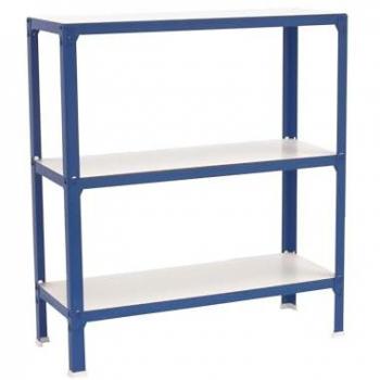 Estantería metálica SimonRack Homeclick Wood Plus 3/300 Azul/Blanco, sin tornillos, 3 estantes de madera, alta capacidad de carga 150 kg, dimensiones 900x1000x300 mm