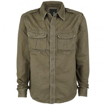 Brandit Vintage Longsleeve Shirt - Olive, Sizes S to 7XL