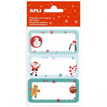Etiquetas Adhesivas de Galleta de Jengibre Navideñas - 3 Hojas con 9 Etiquetas Rectangulares y Diseño Variado - Adhesivo Permanente de Alta Calidad