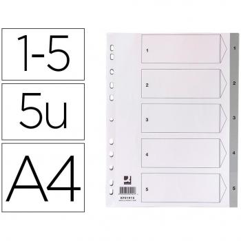 Separador numérico Q-Connect plástico 1-5 juego de 5 separadores DIN A4 multitaladro