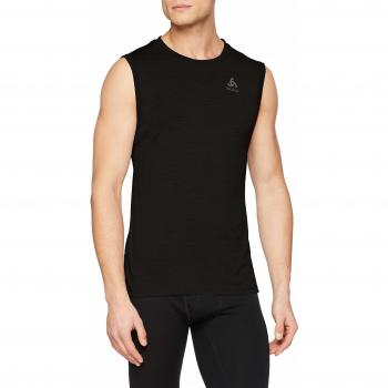 Odlo Suw Top Crew Neck Singlet Natural 100% Merino Unterhemd, Primavera/Verano, Hombre, Color Black - Black, tamaño Large