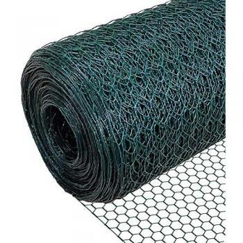 Malla de Alambre Hexagonal Verde 13mm con Revestimiento de PVC, Rollo 1x50m para Enrejado Triple Torsión Gallinero