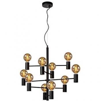 Lámpara colgante moderna Leanne, negra, 10 luces E27, Ø65 cm