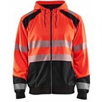 Blaklader High-Visibility Zip-Up Hoodie, Red/Black, 4XL