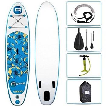 Set de Paddle Surf Inflable Rohe Flower 10'6 - Superficie Antideslizante, 4 Anillas, Válvula de Inflado