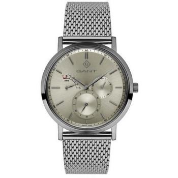 Reloj Hombre Gant G131005 - Reloj analógico, caja de acero inoxidable, correa de cuero, resistencia al agua 50 metros, esfera blanca con detalles en negro y dorado