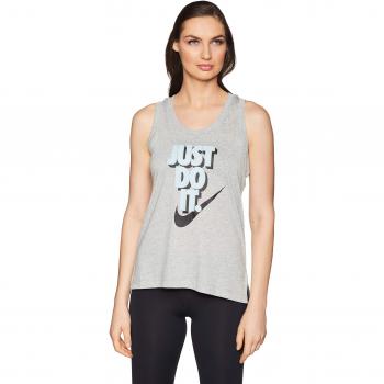 Nike W Nsw Jdi Prep Camiseta, Mujer, Dk Grey Heather/Ocean Bliss/Nero, Medium
