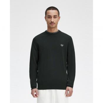 Fred Perry Classic Men's Round Neck Sweatshirt with Logo - Dark Green, Size L