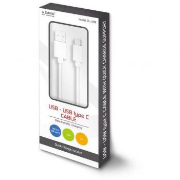 Cable USB A a USB C Savio CL-126 Blanco 1 m