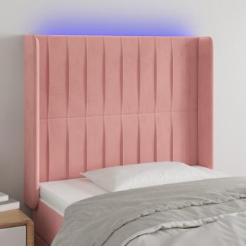 Cabecero Led Terciopelo Rosa 83x16x128 cm