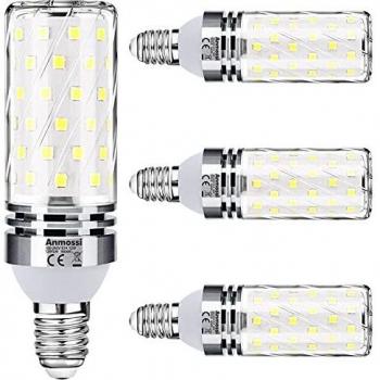 Bombilla LED E14,Blanco Frío 6000K,1200Lm,Anmossi 12W E14 Maíz Bombilla,Equivalente Bombillas Incandescente 100W,No Regulables,Pequeño Tornillo de Edison Bombillas LED,Paquete de 4