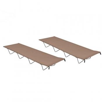 Camas de camping 2 uds tela Oxford y acero taupé 180x60x19 cm
