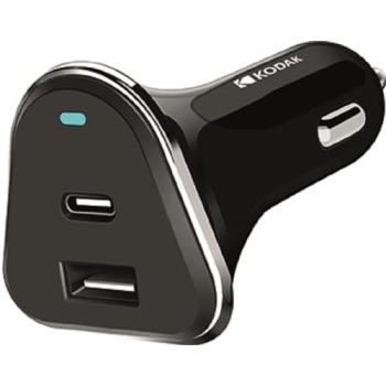 Cargador de Coche Kodak DUAL FAST 30W - Carga Rápida USB-A 1m
