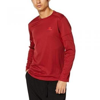 SALOMON Agile LS tee M Camiseta Deportiva de Manga Larga, Poliéster, Hombre, Rojo