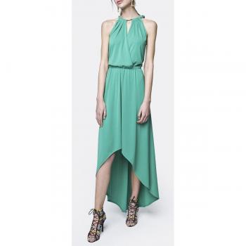 Vestido asimétrico cola punto circular verde