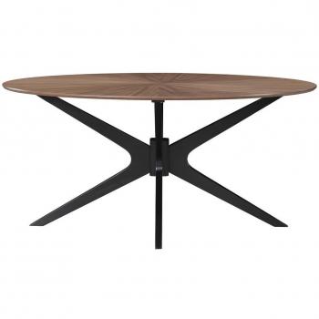 Mesa de comedor ovalada de diseño en nogal 160 cm DIELLI