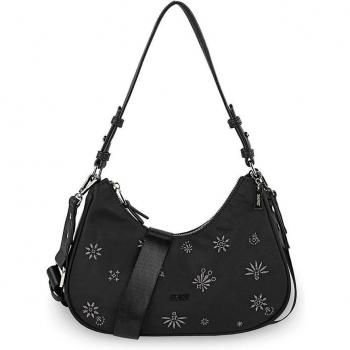 SKPAT Viena Bolso de Hombro para Mujer con Bandolera Adicional y Cremallera, Color Negro, Modelo 314379