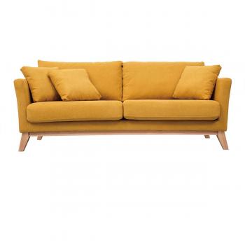Sofá nórdico 3 plazas desenfundable efecto terciopelo amarillo mostaza Oslo