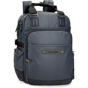 Mochila porta ordenador 15 Pepe Jeans Hatfield adaptable para hombre en azul marino