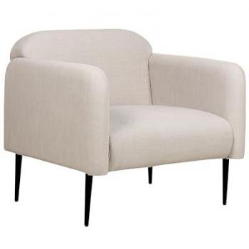 Sillón Retro Art Deco Tapizado en Lino Gris Pardo y Negro con Patas de Metal 83 x 74 x 77 cm
