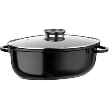 Cacerola Ovalada Gourmet de Aluminio Cerámica Inducción 8,5 L con Tapa de Vidrio - GSW