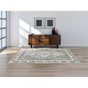Alfombra Oriental Vintage Samaria - 160 x 230 cm - Azul Gris y Topo