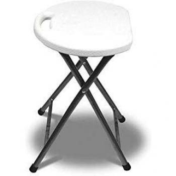 Taburete Plegable de Resina y Acero 31x45cm Blanco GH91