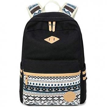 Danny®lona mochila Vintage colorida banda escuela para jóvenes adolescentes y niñas ligero lindo impermeable Casual mochila tiene 14 pulgadas Laptop escuela bolso mochila Negro