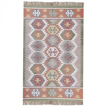 Alfombra Multicolor 140 x 200 cm Sintética con Borlas Estilo Indio