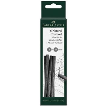 Faber-Castell Pitt Fusains Naturales 6 Piezas, Diámetro 6-11 mm