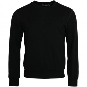 Dolce & Gabbana Black Cotton Long Sleeves Sweatshirt Sweater - IT44 | XS