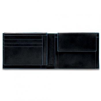 Piquadro Mens Leather Wallet with Coin Pocket, Black, Size: ONE SIZE