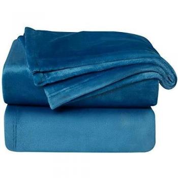 Bedsure Manta para Sofás de Franela 130x150cm - Manta para Cama 90 Reversible de 100% Microfibre Extra Suave, Manta Azul Brillante Transpirable