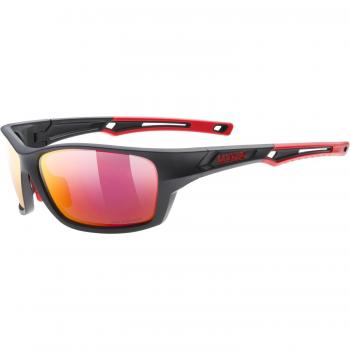 Uvex Sportstyle 232 Polarized Sunglasses with Mirror Red Lenses (Matte Black/Red)