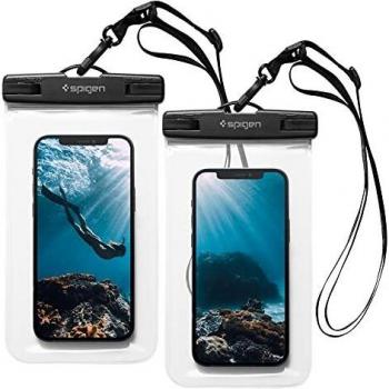 Spigen Universal Waterproof Case A601 2-Pack Crystal Clear IPX8 Waterproof Phone Pouch Compatible with iPhone, Samsung, Xiaomi and Other Phones up to 7 inches - Transparent