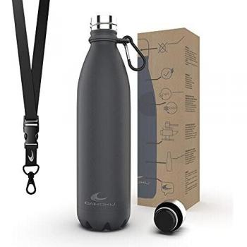 Daikoku Botella Acero Inoxidable,Botella Termica Doble Pared, Libre BPA, Botella de agua Deportiva Tapon Termico, Cantimplora Aislamiento Bebida 12h Fria 24h Caliente, Color Gris , Tamaño 750 ML