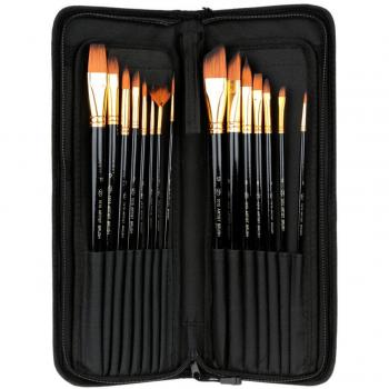 Anself 15pcs Juego de Pinceles de pintura de nilón de manija de madera de formas diferentes de pintura al óleo de guache acuarela proveedores de arte acrílicos cepillo de pintura