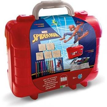 Set de Viaje Multicolor Spider-Man con 5 Sellos y 10 Crayones