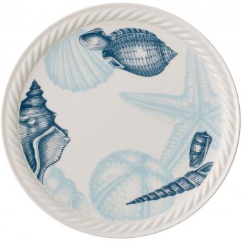 Villeroy & Boch Montauk Beachside Plato llano, 27 cm, Porcelana Premium, Blanco/Azul
