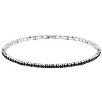 Pulsera de Hombre Morellato Alfa, Bracciale Tennis en Plata de Ley 925, 22 cm, con Zirconitas y Spinel Negro
