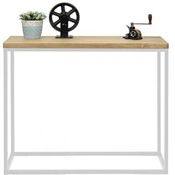 Consola Recibidor iCub Big Wood 100x35x80cm Blanca en Madera Maciza de Pino Acabado Vintage Estilo Industrial