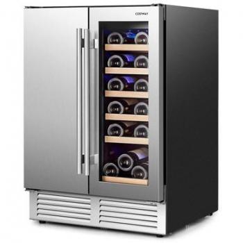 Costway Dual-Zone Beverage and Wine Cooler Refrigerator