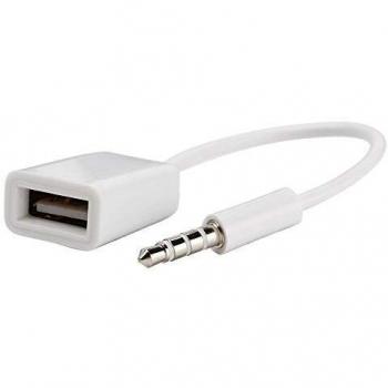 Adaptador de audio USB a mini jack 3,5 mm para coche - Blanco