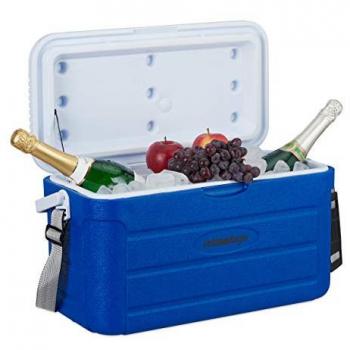 Nevera portátil Relaxdays de 20 L, refrigerador azul para playa y camping, sin electricidad