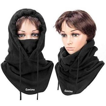 Samione Pasamontañas, Balaclava Capucha Unisex Multifunción Máscara Protector Sombrero para Invierno Ciclismo Moto Deporte Esquí al Aire Libre Cara Completa Sombrero, Negro