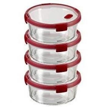 Curver Cook Recipiente de Vidrio, Transparente/Rojo, 1.2 L