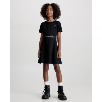 Calvin Klein - Vestido de niña negro de manga corta